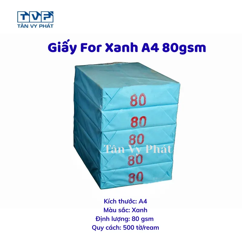 Giấy For Xanh A4 80gsm